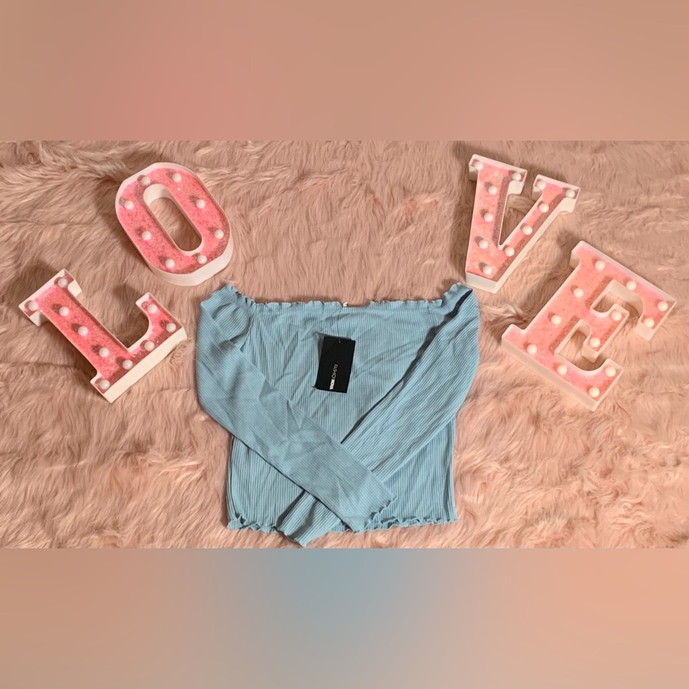 Fashion Nova Light Blue Long Sleeve Top